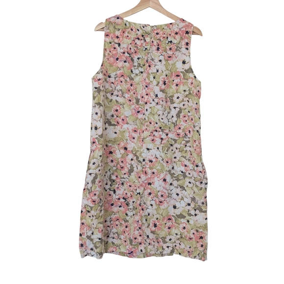 J. Jill Floral Linen Mini Dress in Pink and Green Pastel Colors, L - Picture 2 of 10